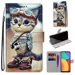 For Alcatel 1S (2021) Coloured Drawing Cross Texture Horizontal Flip PU Leather Case with Holder & Card Slots & Wallet & Lanyard(Leather Shoes Cat)