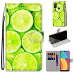 For Alcatel 1S (2021) Coloured Drawing Cross Texture Horizontal Flip PU Leather Case with Holder & Card Slots & Wallet & Lanyard(Green Lemon)
