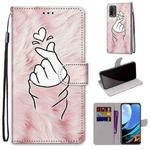 For Xiaomi Redmi 9 Power / Note 9 4G Coloured Drawing Cross Texture Horizontal Flip PU Leather Case with Holder & Card Slots & Wallet & Lanyard(Pink Hands Heart)