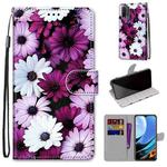 For Xiaomi Redmi 9 Power / Note 9 4G Coloured Drawing Cross Texture Horizontal Flip PU Leather Case with Holder & Card Slots & Wallet & Lanyard(Chrysanthemum Pink White Purple)