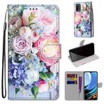 For Xiaomi Redmi 9 Power / Note 9 4G Coloured Drawing Cross Texture Horizontal Flip PU Leather Case with Holder & Card Slots & Wallet & Lanyard(Light Pink Bouquet)