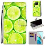 For Xiaomi Redmi Note 9 5G / Note 9T Coloured Drawing Cross Texture Horizontal Flip PU Leather Case with Holder & Card Slots & Wallet & Lanyard(Green Lemon)