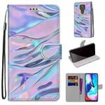 For Motorola Moto E7 Plus / G9 Play / G9 Coloured Drawing Cross Texture Horizontal Flip PU Leather Case with Holder & Card Slots & Wallet & Lanyard(Fluorescent Water Texture)