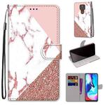 For Motorola Moto E7 Plus / G9 Play / G9 Coloured Drawing Cross Texture Horizontal Flip PU Leather Case with Holder & Card Slots & Wallet & Lanyard(Pink Stone Texture)