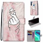 For Motorola Moto G8 Coloured Drawing Cross Texture Horizontal Flip PU Leather Case with Holder & Card Slots & Wallet & Lanyard(Pink Hands Heart)