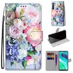 For Motorola Moto G8 Coloured Drawing Cross Texture Horizontal Flip PU Leather Case with Holder & Card Slots & Wallet & Lanyard(Light Pink Bouquet)