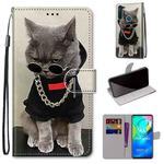 For Motorola Moto G8 Power Coloured Drawing Cross Texture Horizontal Flip PU Leather Case with Holder & Card Slots & Wallet & Lanyard(Golden Chain Grey Cat)