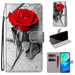For Motorola Moto G8 Power Coloured Drawing Cross Texture Horizontal Flip PU Leather Case with Holder & Card Slots & Wallet & Lanyard(Wood Red Rose)