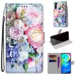 For Motorola Moto G8 Power Coloured Drawing Cross Texture Horizontal Flip PU Leather Case with Holder & Card Slots & Wallet & Lanyard(Light Pink Bouquet)