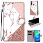 For Motorola Moto G8 Power Coloured Drawing Cross Texture Horizontal Flip PU Leather Case with Holder & Card Slots & Wallet & Lanyard(Pink Stone Texture)