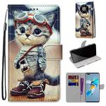 For Huawei Mate 40 Pro Coloured Drawing Cross Texture Horizontal Flip PU Leather Case with Holder & Card Slots & Wallet & Lanyard(Leather Shoes Cat)