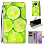 For Huawei Y9a Coloured Drawing Cross Texture Horizontal Flip PU Leather Case with Holder & Card Slots & Wallet & Lanyard(Green Lemon)