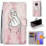 For Huawei Y9a Coloured Drawing Cross Texture Horizontal Flip PU Leather Case with Holder & Card Slots & Wallet & Lanyard(Pink Hands Heart)