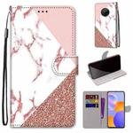 For Huawei Y9a Coloured Drawing Cross Texture Horizontal Flip PU Leather Case with Holder & Card Slots & Wallet & Lanyard(Pink Stone Texture)