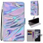 For Nokia 2.4 Coloured Drawing Cross Texture Horizontal Flip PU Leather Case with Holder & Card Slots & Wallet & Lanyard(Fluorescent Water Texture)