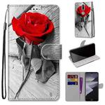 For Nokia 2.4 Coloured Drawing Cross Texture Horizontal Flip PU Leather Case with Holder & Card Slots & Wallet & Lanyard(Wood Red Rose)