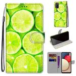 For Samsung Galaxy A02s / M02s Coloured Drawing Cross Texture Horizontal Flip PU Leather Case with Holder & Card Slots & Wallet & Lanyard(Green Lemon)