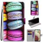 For Samsung Galaxy A12 / M12 Coloured Drawing Cross Texture Horizontal Flip PU Leather Case with Holder & Card Slots & Wallet & Lanyard(Colorful Cakes)