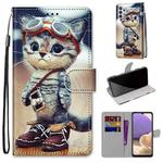 For Samsung Galaxy A32 5G Coloured Drawing Cross Texture Horizontal Flip PU Leather Case with Holder & Card Slots & Wallet & Lanyard(Leather Shoes Cat)