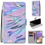 For Samsung Galaxy A32 5G Coloured Drawing Cross Texture Horizontal Flip PU Leather Case with Holder & Card Slots & Wallet & Lanyard(Fluorescent Water Texture)