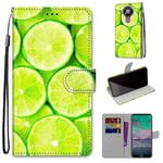 For Nokia 3.4 Coloured Drawing Cross Texture Horizontal Flip PU Leather Case with Holder & Card Slots & Wallet & Lanyard(Green Lemon)