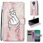 For Nokia 3.4 Coloured Drawing Cross Texture Horizontal Flip PU Leather Case with Holder & Card Slots & Wallet & Lanyard(Pink Hands Heart)