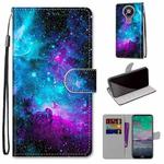 For Nokia 3.4 Coloured Drawing Cross Texture Horizontal Flip PU Leather Case with Holder & Card Slots & Wallet & Lanyard(Purple Green Starry Sky)