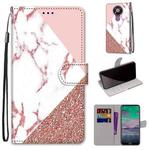 For Nokia 3.4 Coloured Drawing Cross Texture Horizontal Flip PU Leather Case with Holder & Card Slots & Wallet & Lanyard(Pink Stone Texture)