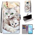For Xiaomi Mi 10T Lite Coloured Drawing Cross Texture Horizontal Flip PU Leather Case with Holder & Card Slots & Wallet & Lanyard(Big Cat Holding Kitten)