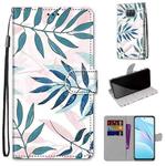 For Xiaomi Mi 10T Lite Coloured Drawing Cross Texture Horizontal Flip PU Leather Case with Holder & Card Slots & Wallet & Lanyard(Pink Green Leaf)