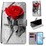 For Xiaomi Mi 10T Lite Coloured Drawing Cross Texture Horizontal Flip PU Leather Case with Holder & Card Slots & Wallet & Lanyard(Wood Red Rose)