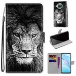 For Xiaomi Mi 10T Lite Coloured Drawing Cross Texture Horizontal Flip PU Leather Case with Holder & Card Slots & Wallet & Lanyard(Black White Lion Head)