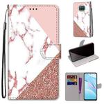 For Xiaomi Mi 10T Lite Coloured Drawing Cross Texture Horizontal Flip PU Leather Case with Holder & Card Slots & Wallet & Lanyard(Pink Stone Texture)