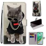 For Xiaomi Mi 10T Pro / 10T / K30s Coloured Drawing Cross Texture Horizontal Flip PU Leather Case with Holder & Card Slots & Wallet & Lanyard(Golden Chain Grey Cat)