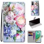 For Xiaomi Mi 10T Pro / 10T / K30s Coloured Drawing Cross Texture Horizontal Flip PU Leather Case with Holder & Card Slots & Wallet & Lanyard(Light Pink Bouquet)
