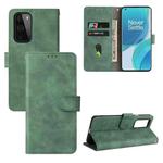 For OnePlus 9 Solid Color Skin Feel Magnetic Buckle Horizontal Flip Calf Texture PU Leather Case with Holder & Card Slots & Wallet(Green)