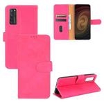 For ZTE Axon 20 5G / A20 5G Solid Color Skin Feel Magnetic Buckle Horizontal Flip Calf Texture PU Leather Case with Holder & Card Slots & Wallet(Rose Red)