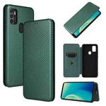 For ZTE Blade A7s 2020 Carbon Fiber Texture Horizontal Flip TPU + PC + PU Leather Case with Card Slot(Green)