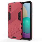 For Samsung Galaxy A02 (EU Version) Punk Armor 2 in 1 PC + TPU Shockproof Case with Invisible Holder(Light Red)