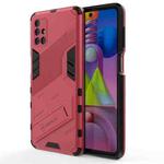 For Samsung Galaxy M51 Punk Armor 2 in 1 PC + TPU Shockproof Case with Invisible Holder(Light Red)
