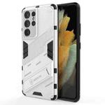 For Samsung Galaxy S21 Ultra 5G Punk Armor 2 in 1 PC + TPU Shockproof Case with Invisible Holder(White)