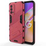 For OPPO A93 5G Punk Armor 2 in 1 PC + TPU Shockproof Case with Invisible Holder(Light Red)