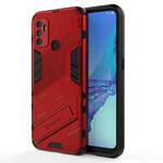 For OPPO A53 4G Punk Armor 2 in 1 PC + TPU Shockproof Case with Invisible Holder(Red)