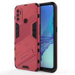 For OPPO A53 4G Punk Armor 2 in 1 PC + TPU Shockproof Case with Invisible Holder(Light Red)