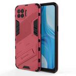 For OPPO F17 Pro Punk Armor 2 in 1 PC + TPU Shockproof Case with Invisible Holder(Light Red)