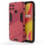 For OPPO Realme C15 Punk Armor 2 in 1 PC + TPU Shockproof Case with Invisible Holder(Light Red)