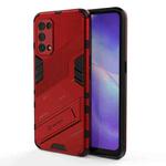 For OPPO Reno5 5G Punk Armor 2 in 1 PC + TPU Shockproof Case with Invisible Holder(Red)