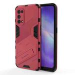 For OPPO Reno5 5G Punk Armor 2 in 1 PC + TPU Shockproof Case with Invisible Holder(Light Red)