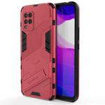 For Xiaomi Mi 10 Lite 5G Punk Armor 2 in 1 PC + TPU Shockproof Case with Invisible Holder(Light Red)
