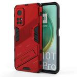 For Xiaomi Mi 10T Pro 5G Punk Armor 2 in 1 PC + TPU Shockproof Case with Invisible Holder(Red)